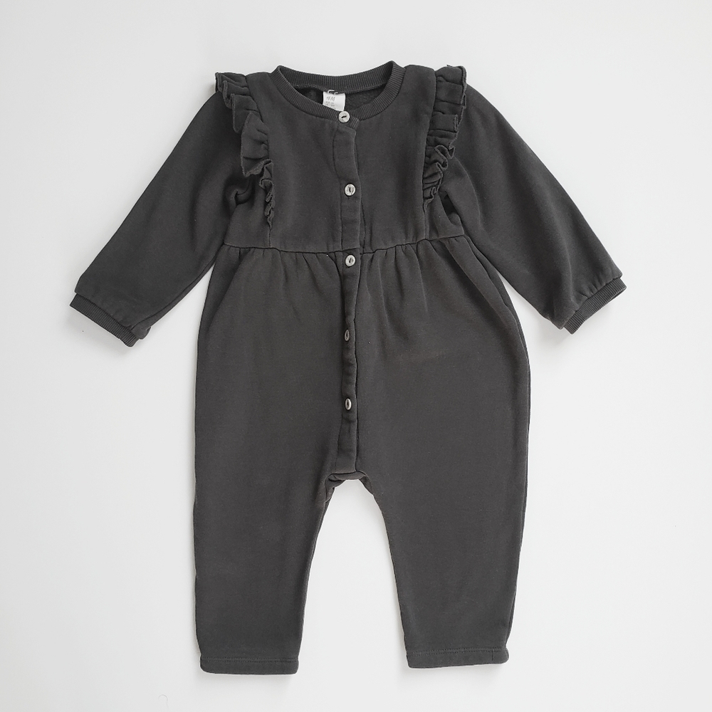 H&M charcoal Grey Sweatshirt Romper Size 12M